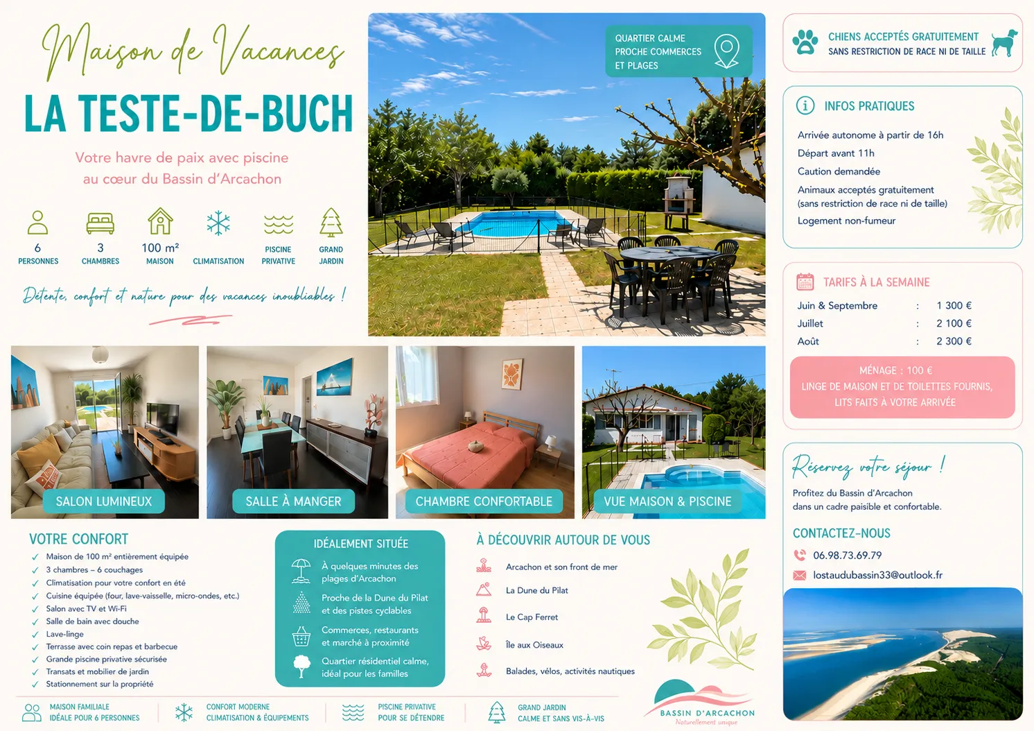 L'Ostaou du Bassin - Maison familiale Testerine avec piscine & climatisation